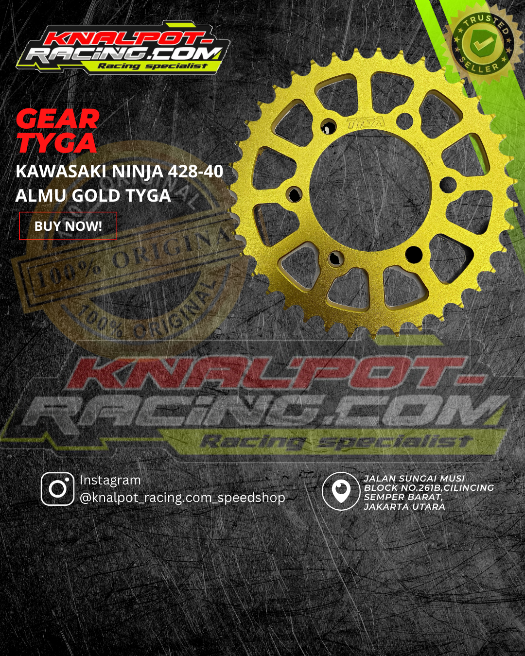 GIR GEAR TYGA KAWASAKI NINJA 428-40 ALMU GOLD TYGA